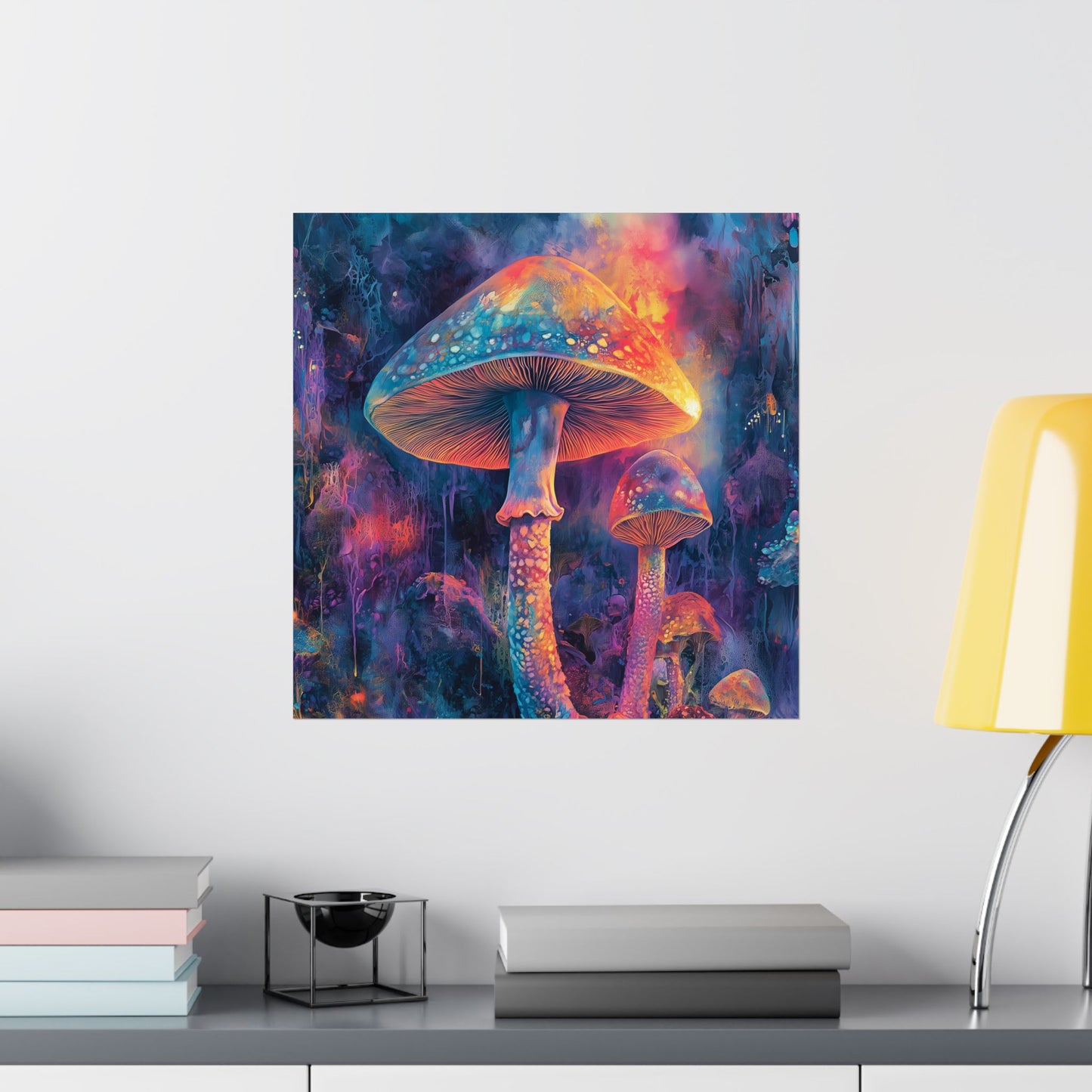 Trippy Mushrooms Poster - Psychedelic Wall Art - Vibrant Fine Art Print - Bedroom Posters - Home Décor