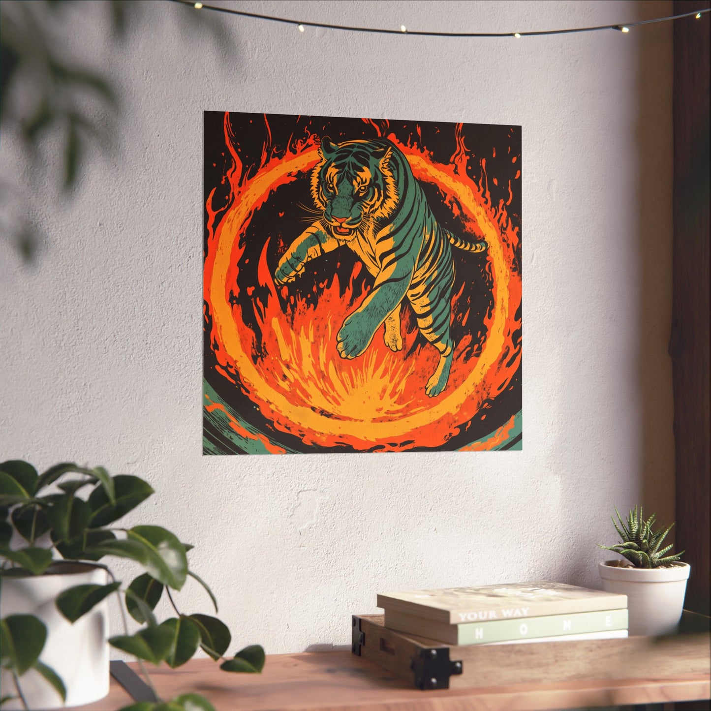 Unleashed - Tiger Jumping Through A Ring of Flames - Matte Vertical Poster - Eye-Catching Wall Art