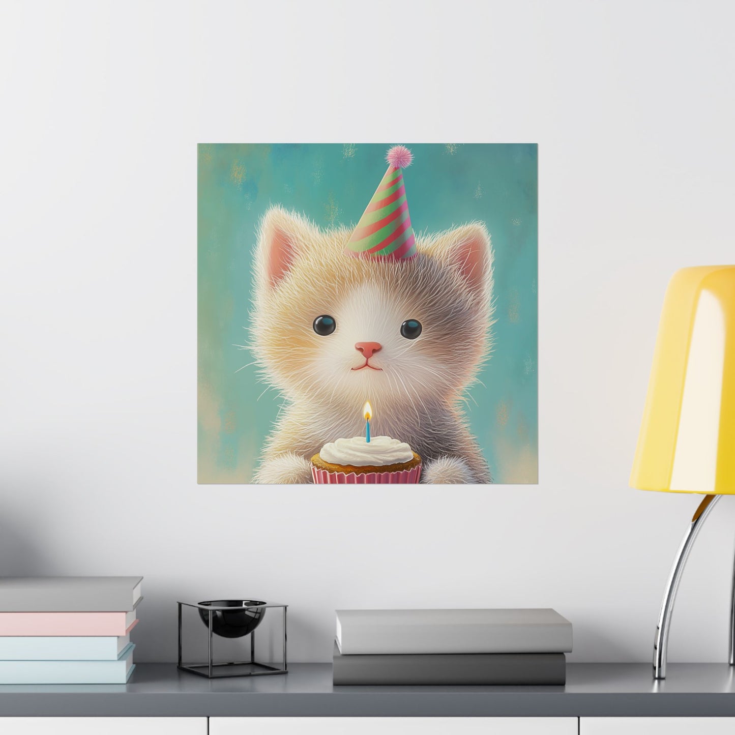 Cute Kitten Birthday Poster - Cat Café - Whimsical Animals - Adorable Kitten Wall Art