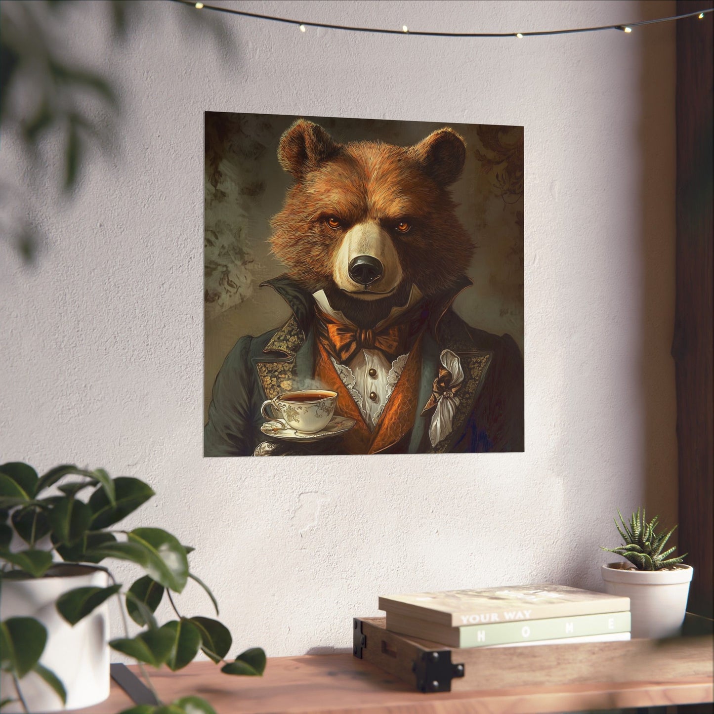 Well, Excuse Me - The Gentleman - Bear Portrait - Whimsical Animals - Poster - Unique Wall Art