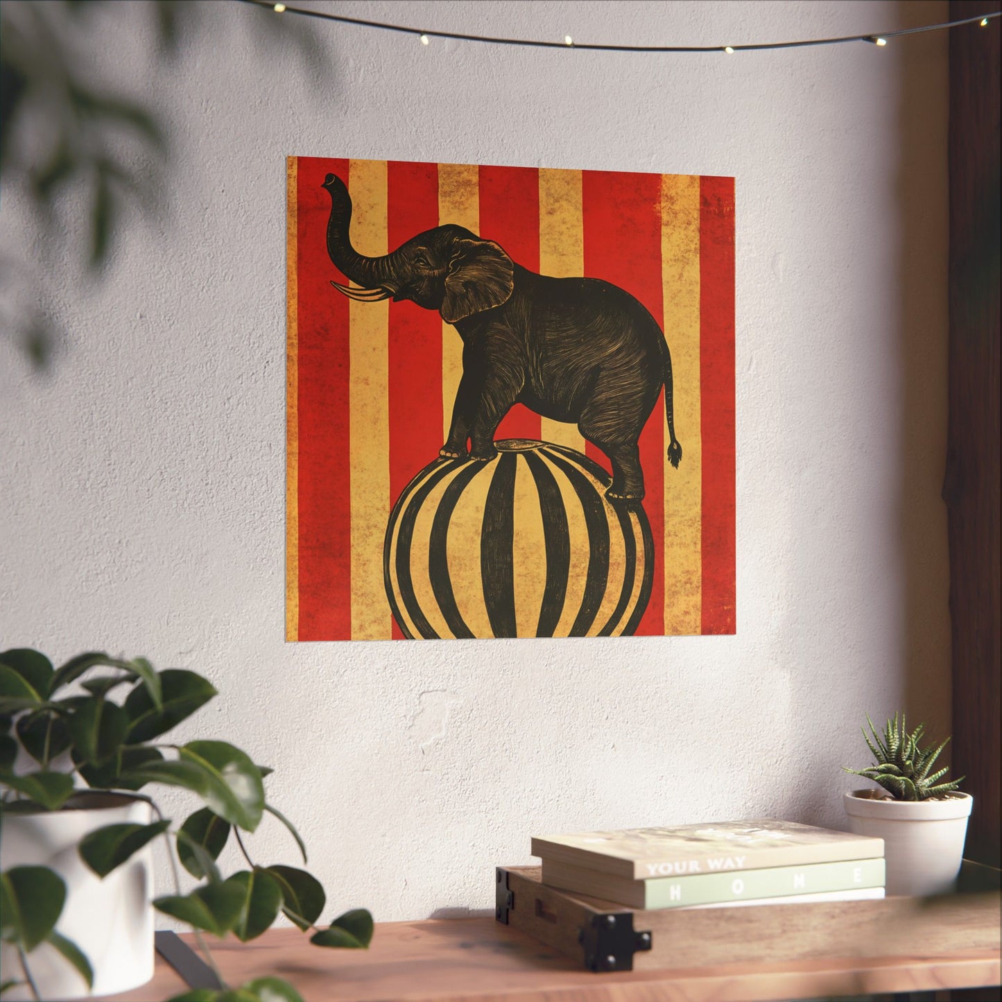 Vintage Circus Elephant Poster - Matte Fine Art Print - Wall Art for Bedroom or Nursery