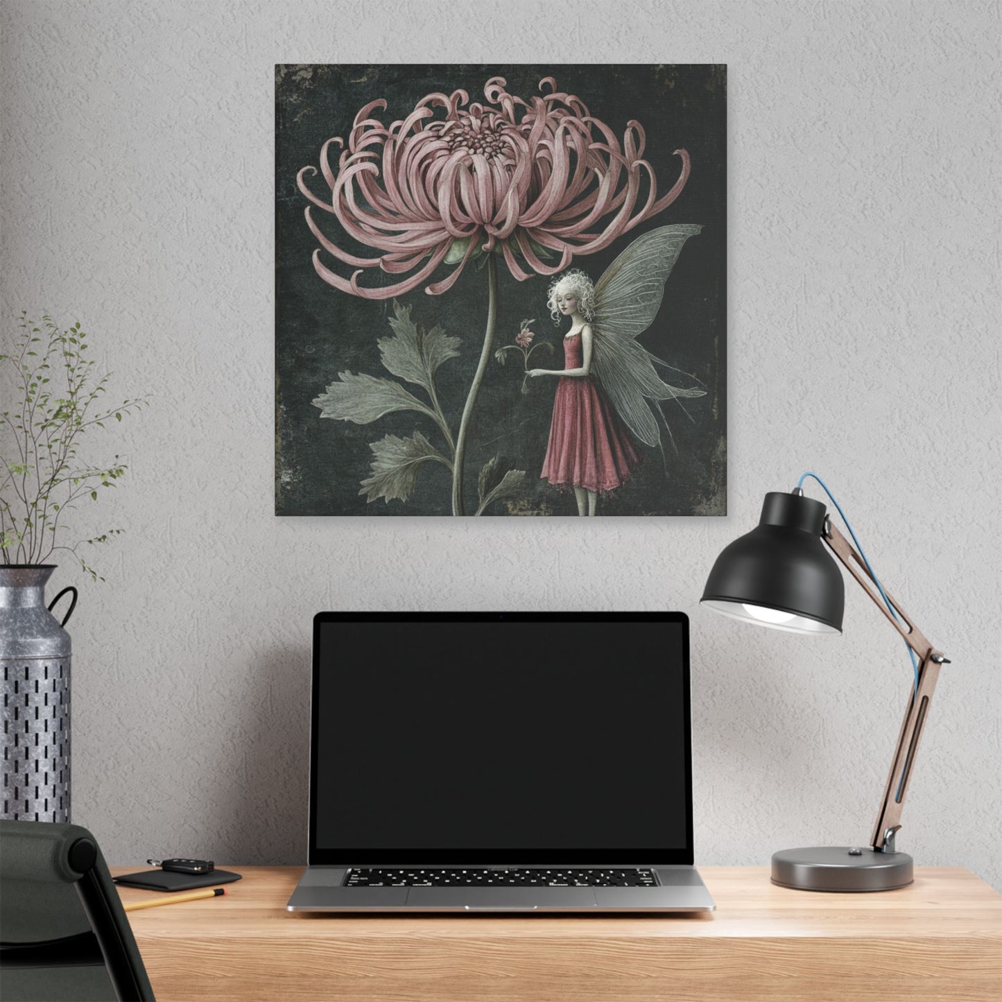 Only Chrysanthemum Will Do - Fairies & Flowers Wall Art Collection on Canvas