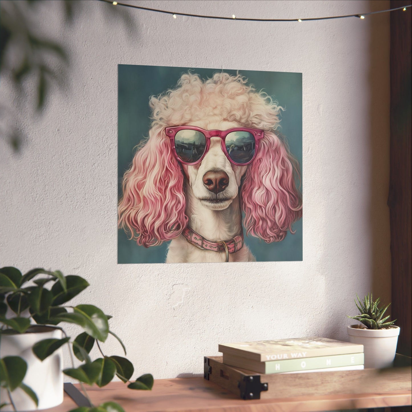 Poodle with Pink Sunglasses - Fine Art Print Poster - Whimsical Animals Series - Wall Art for Dog Lovers