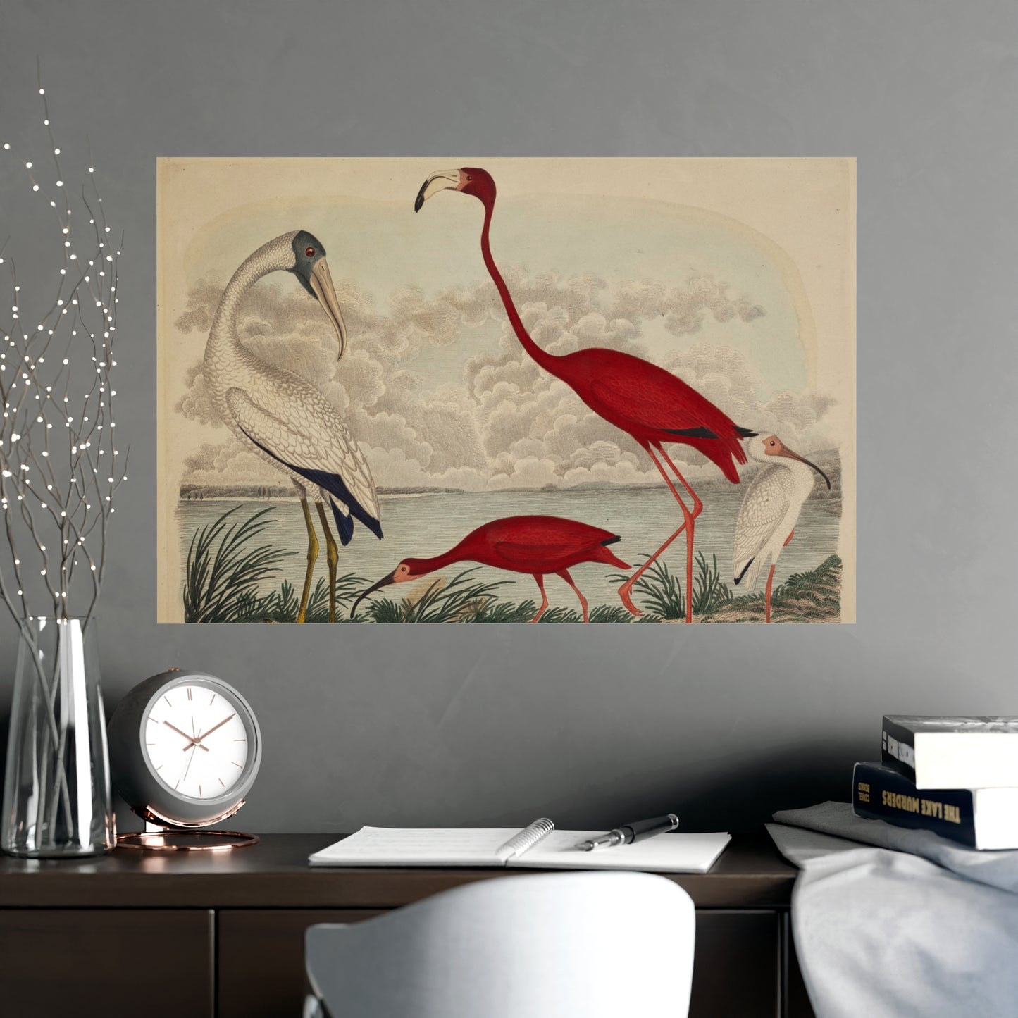 Scarlet Ibis and Flamingo - Vintage Bird Fine Art Poster