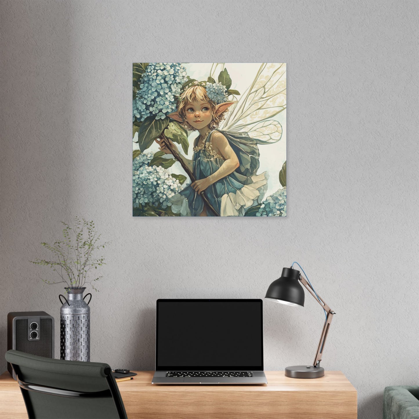 Blue Hydrangea - Flowers & Fairies Collection - Fine Art Print on Canvas