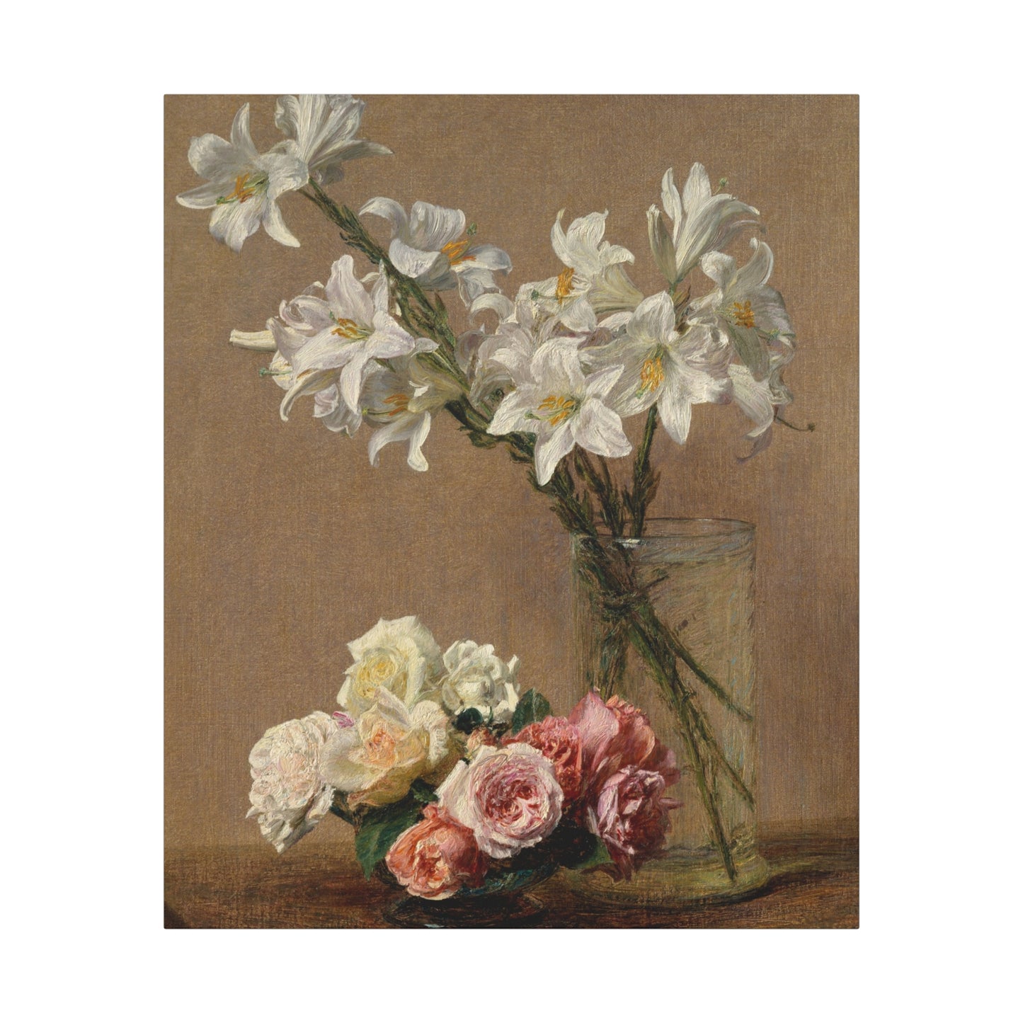 Henri Fantin-Latour : Roses and Lilies (1888) - Giclee Fine Art Print - Museum Collection Art Wrap