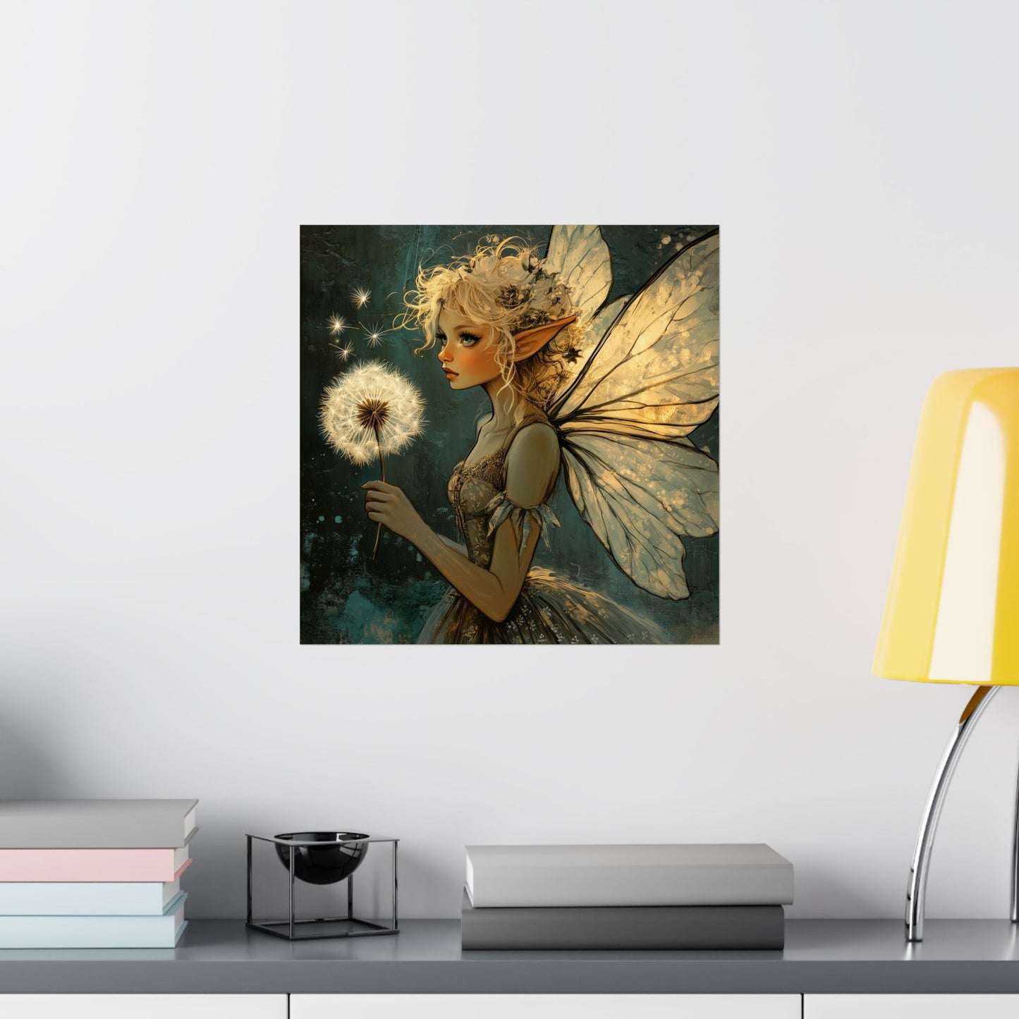 Best Wishes For You - Fairy with Dandelion - Flowers & Fairies Series - Enchanting Wall Art - Vertical Poster - Whimsical Wall Art for Dreamers