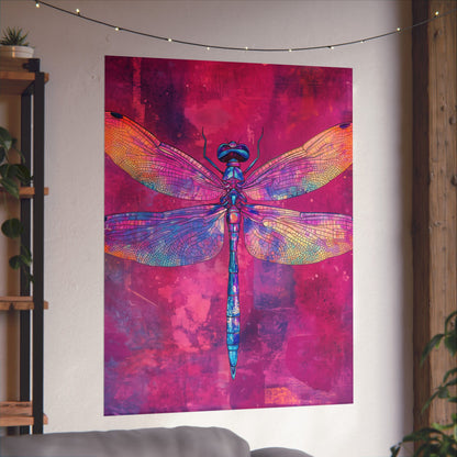 Magenta Dragonfly Watercolor Art Print - Matte Vertical Posters