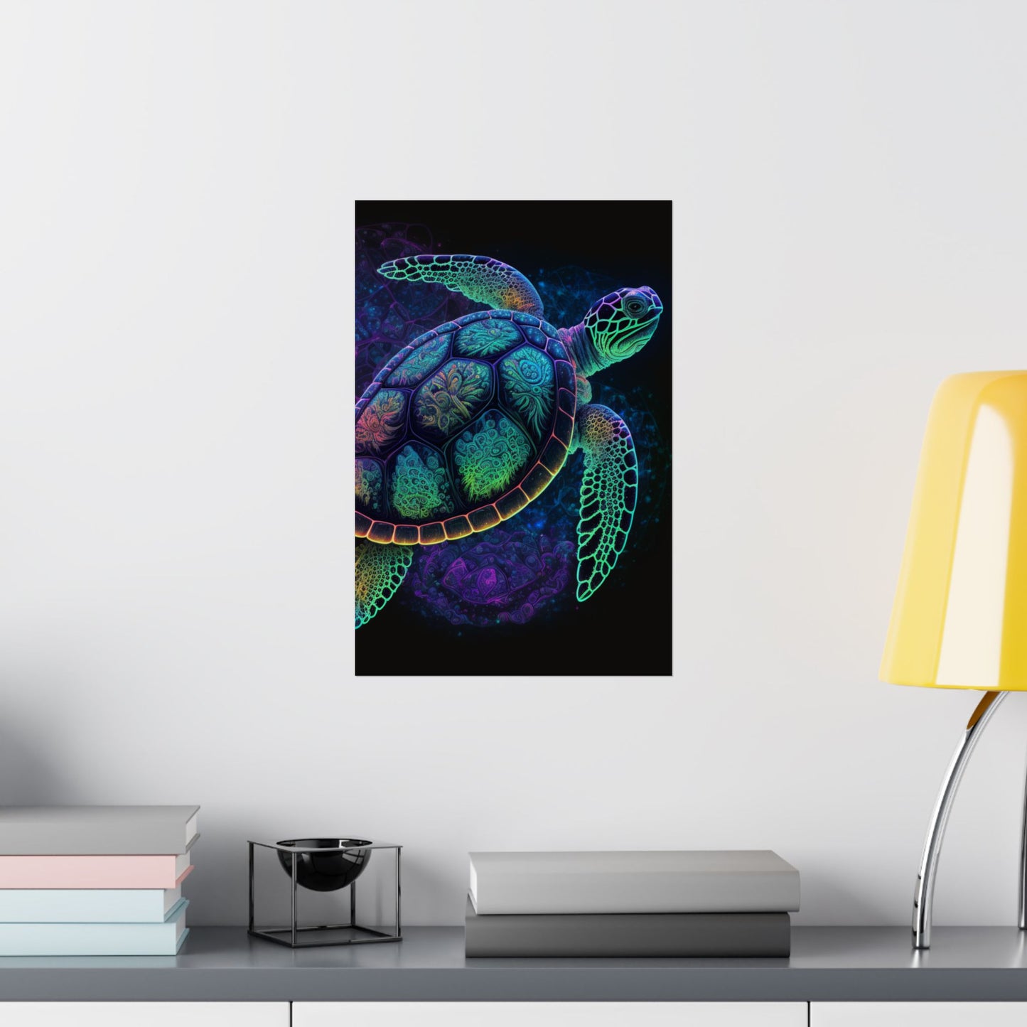 Trippy Turtle - Nautical Fine Art Print - Matte Vertical Poster - Ocean Art for Beach Lovers