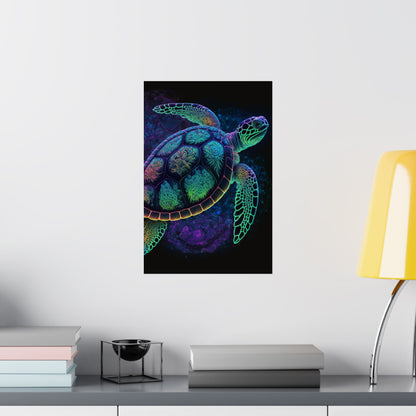 Trippy Turtle - Nautical Fine Art Print - Matte Vertical Poster - Ocean Art for Beach Lovers