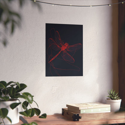 Red Dragonfly Fine Art Print -  Matte Poster – Modern Wall Art for Nature Lovers - Minimalist