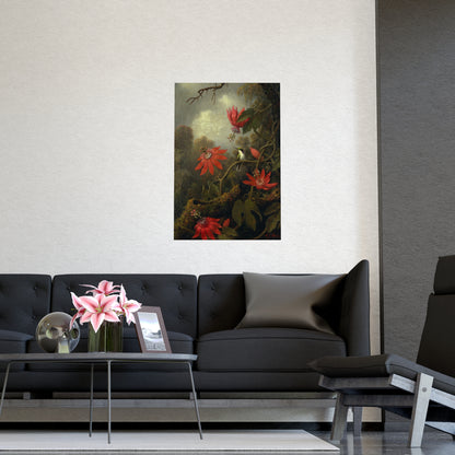 Hummingbird in Lush Tropical Landscape - Museum Collection - Fine Art Poster