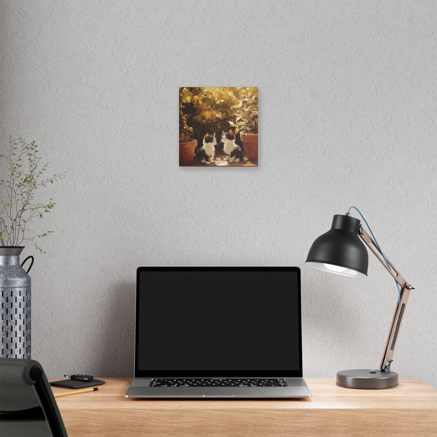 Kittens Conspire  - Garden Friends Series - Fine Art Print on Canvas