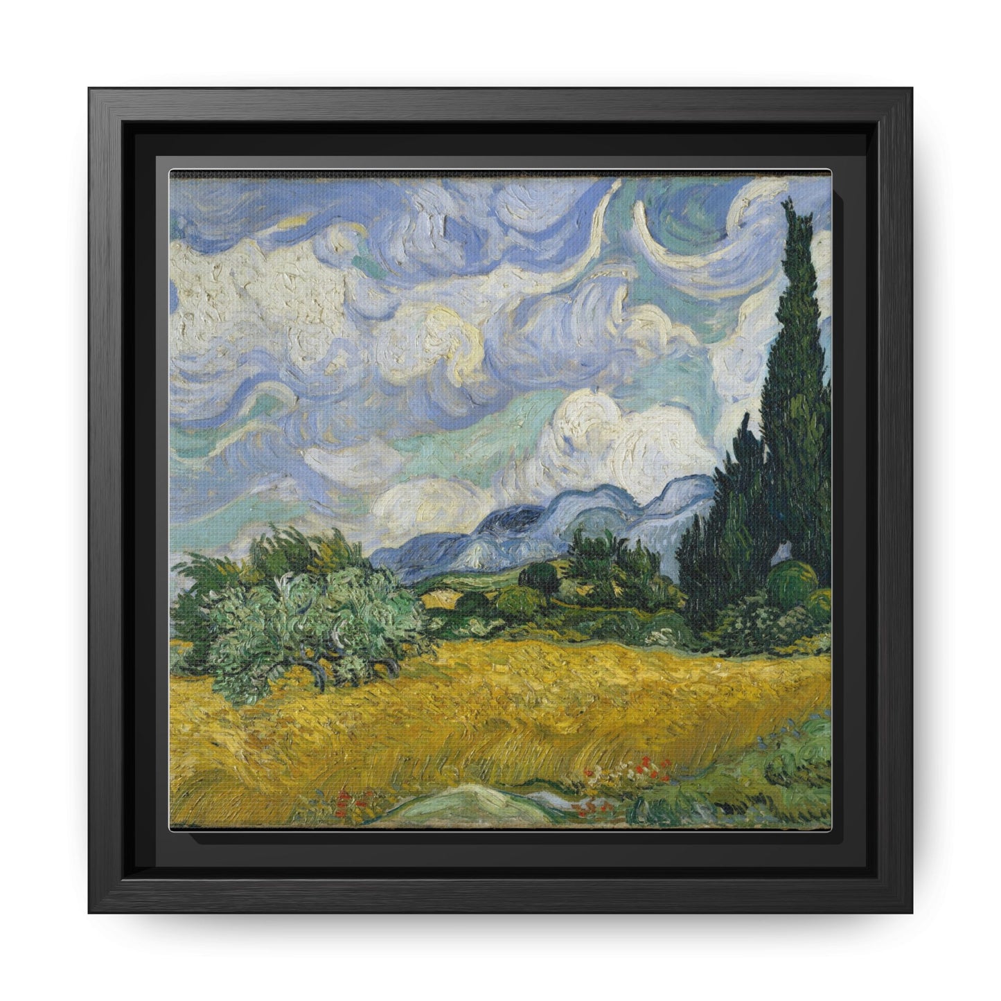 Van Gogh - Wheat Field with Cypresses - Museum Collection - Framed Canvas Print