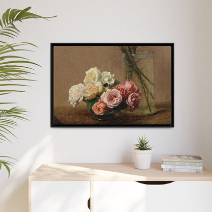 Henri Fantin-Latour : Roses and Lilies (1888) - Giclee Fine Art Print - Museum Collection Framed Canvas Print