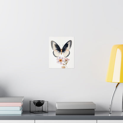 Vintage Butterfly Botanical Print - Matte Vertical Poster - Elegant Wall Art for Nature Lovers