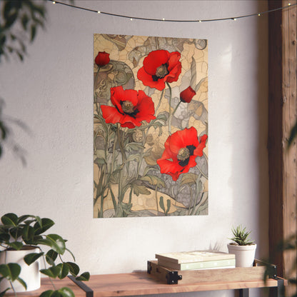Pretty Poppy Fine Art Print - Floral Matte Vertical Poster – Artwork for Home Décor