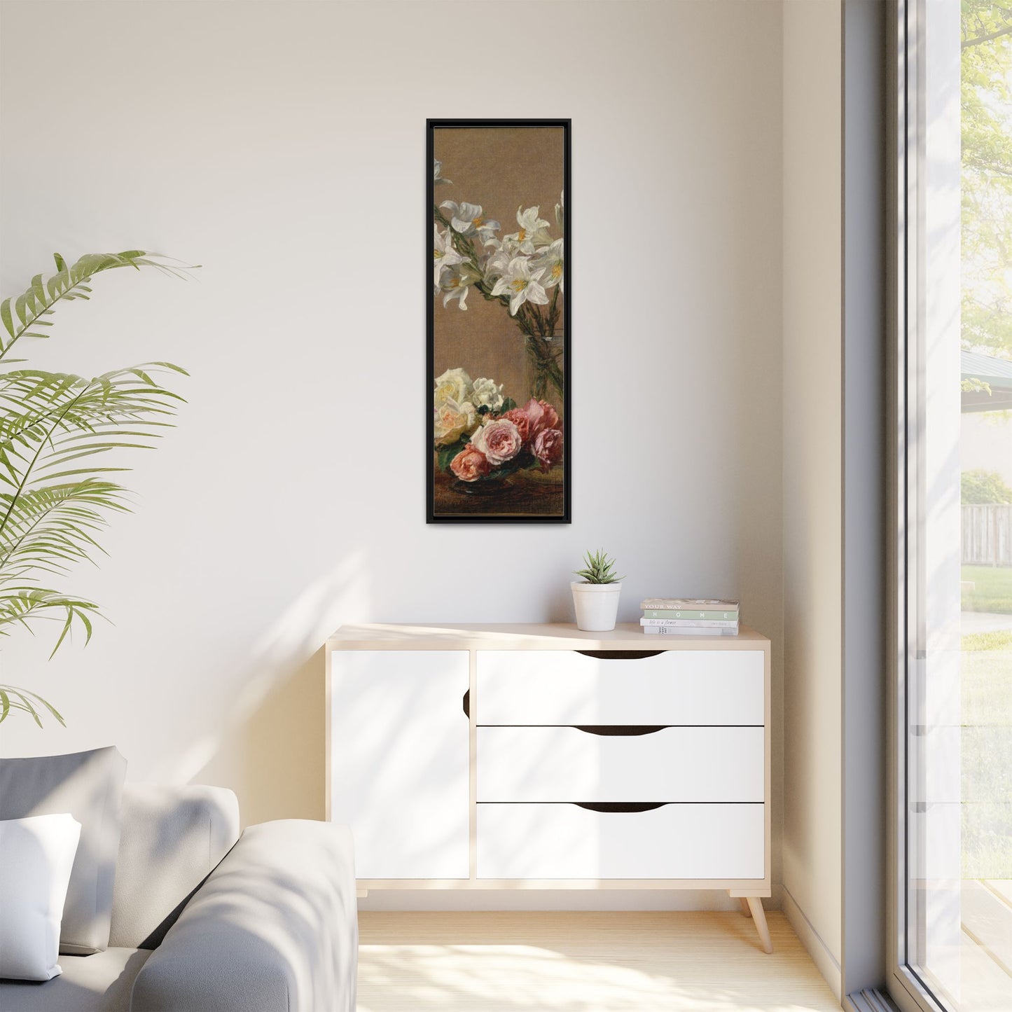 Henri Fantin-Latour : Roses and Lilies (1888) - Giclee Fine Art Print - Museum Collection Framed Canvas Print