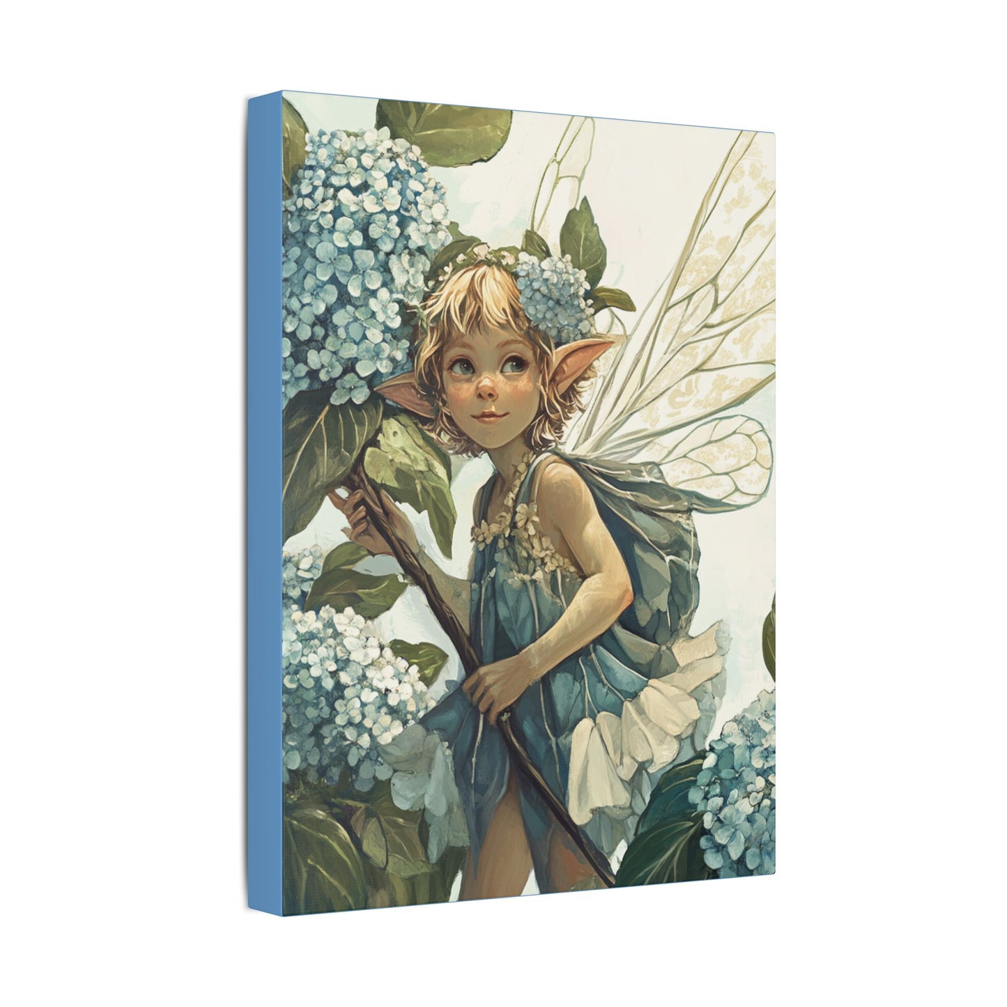 Blue Hydrangea - Flowers & Fairies Collection - Fine Art Print on Canvas