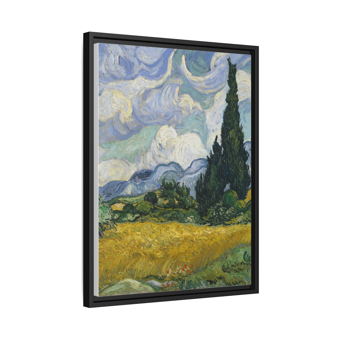 Van Gogh - Wheat Field with Cypresses - Museum Collection - Framed Canvas Print