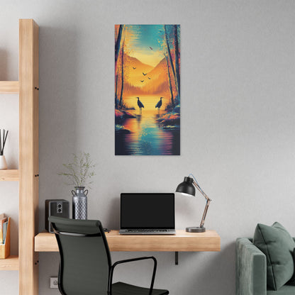 Cranes at Sunset - Delight in Nature Series - Fine Art Print on Canvas