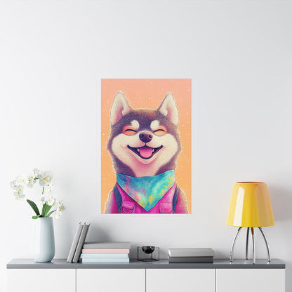 Shiba Inu So Happy - Matte Vertical Poster - Brighten Your Space with Joy - Love Dogs - Wall Art