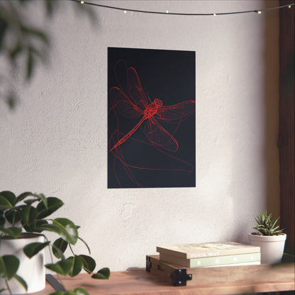 Red Dragonfly Fine Art Print -  Matte Poster – Modern Wall Art for Nature Lovers - Minimalist