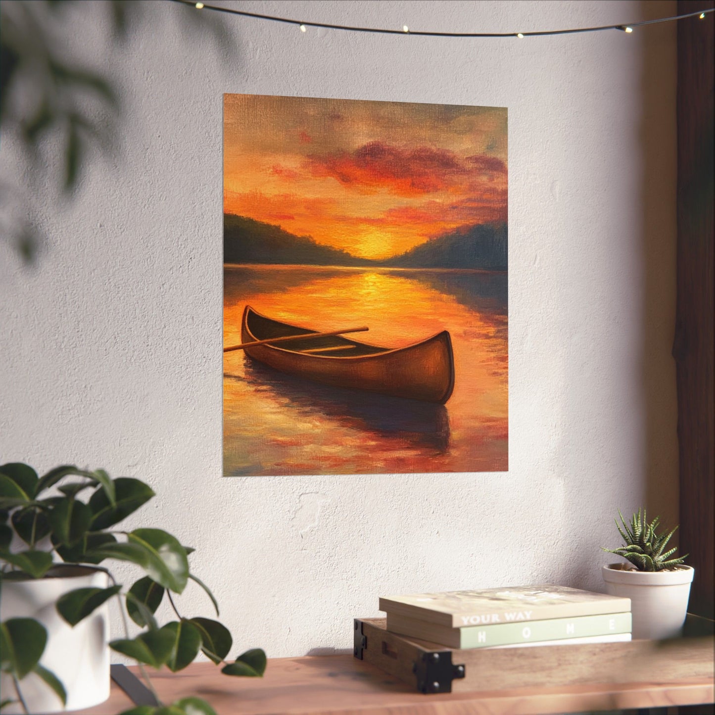 Summer Sunset Canoe on Lake Fine Art Print