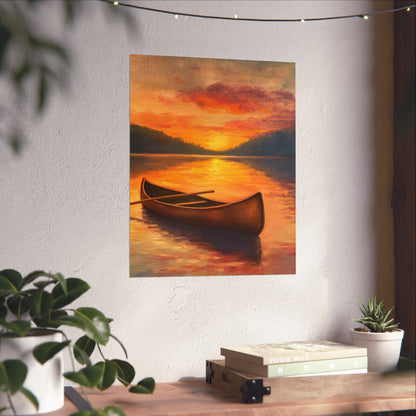 Summer Sunset Canoe on Lake Fine Art Print
