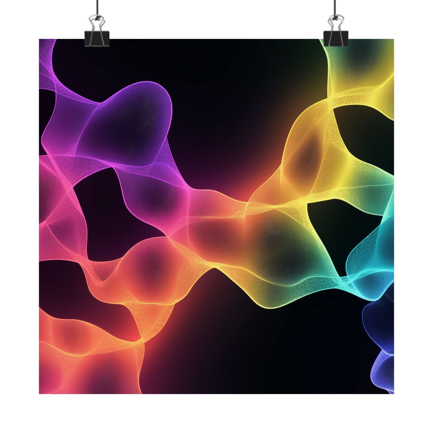 Vibrant Spectrum Abstract Poster - Colorful Wavelengths Energetic Art Print - Black Light Art - Spectrum of Light Wall Art