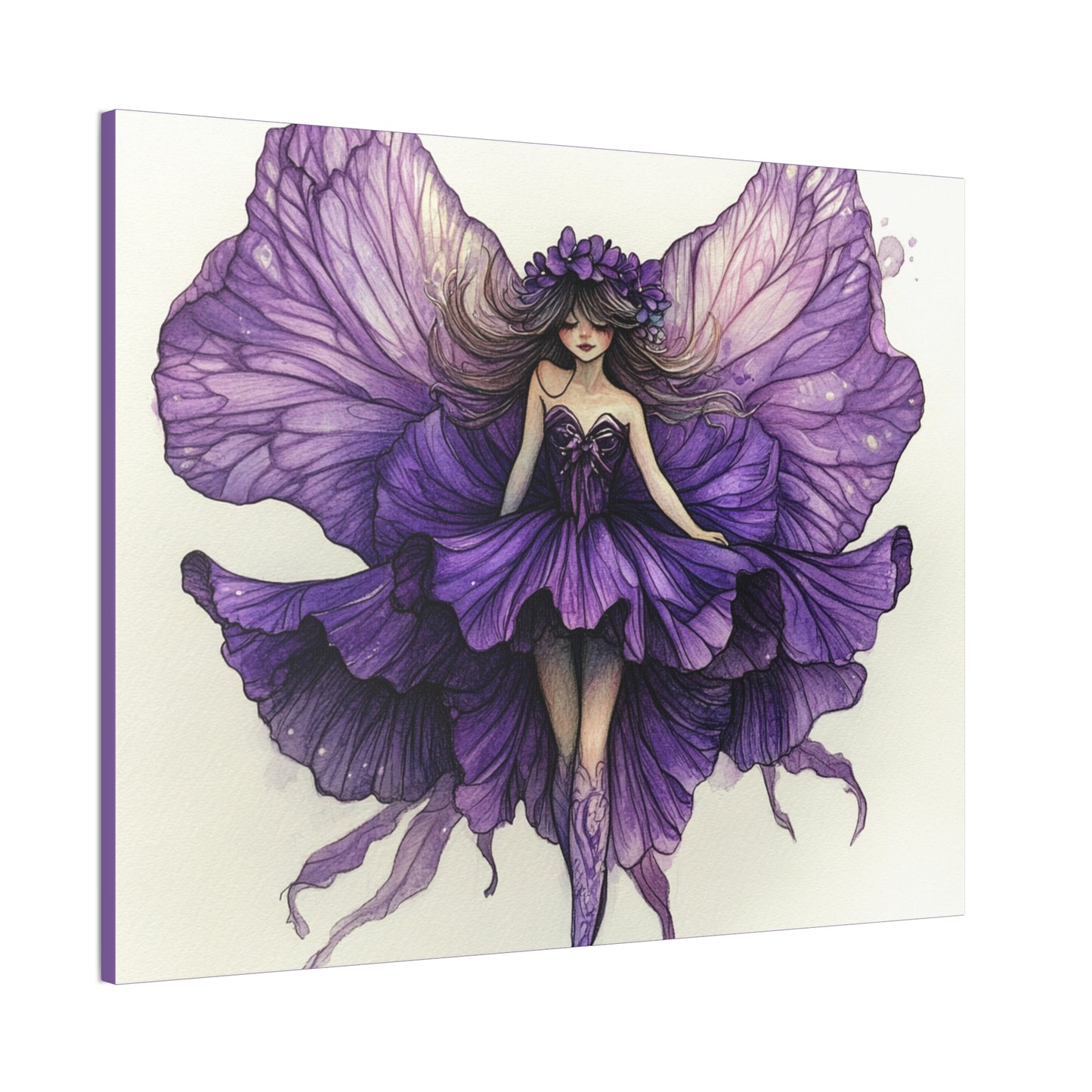 A Violet Affair - Fairies & Flowers Collection - Wall Art - on Canvas