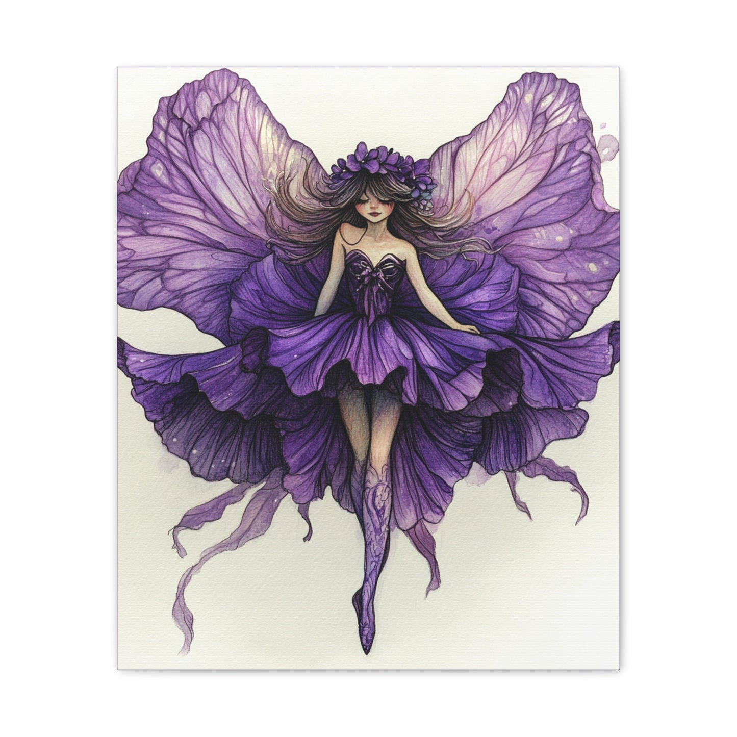 A Violet Affair - Fairies & Flowers Collection - Wall Art - on Canvas