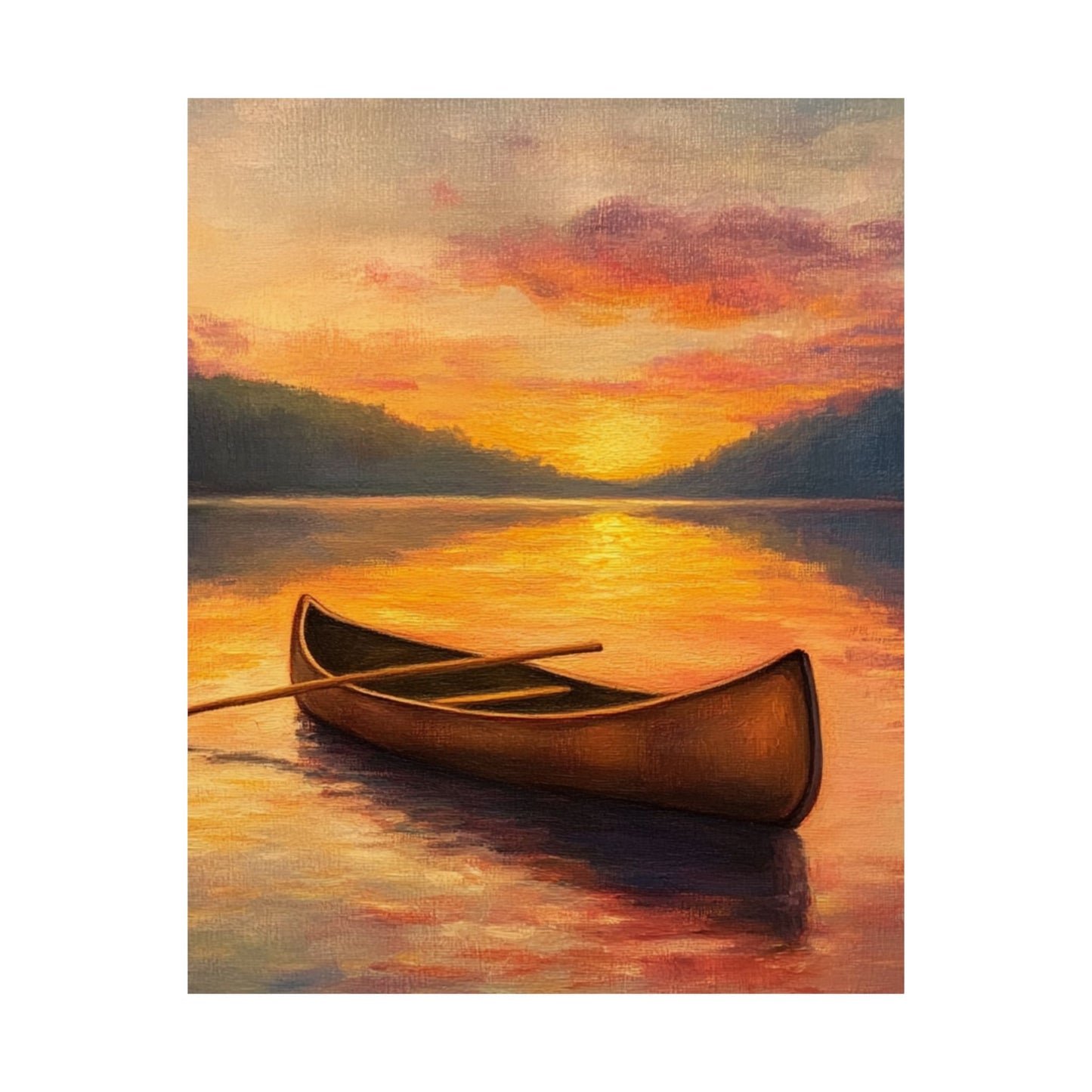 Summer Sunset Canoe on Lake Fine Art Print