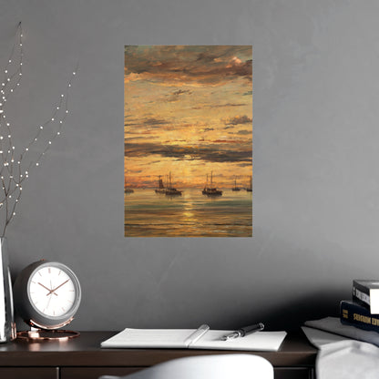 Sunset at Scheveningen - Dutch Maritime Fine Art Poster