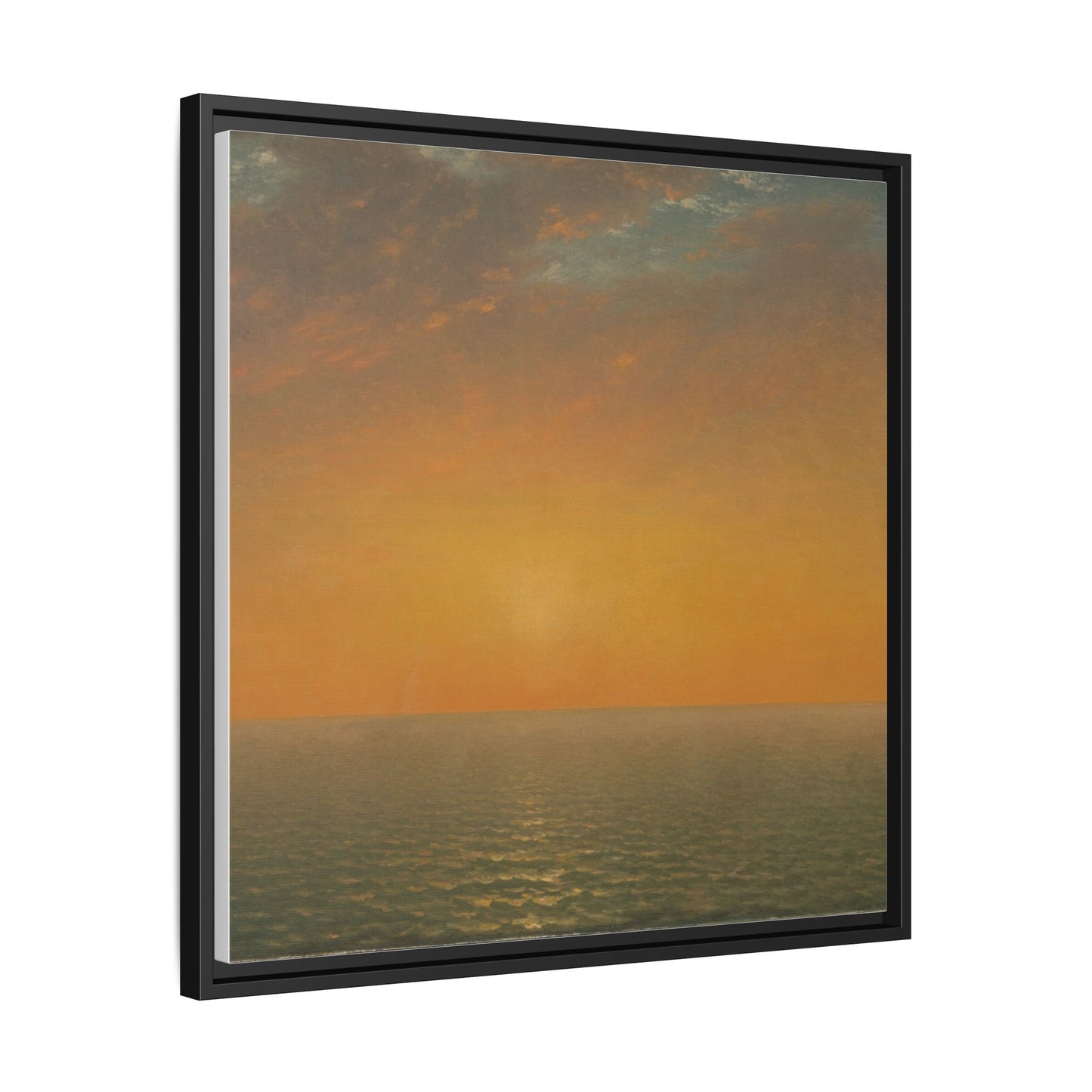 John Frederick Kensett : Sunset on the Sea (1872) - Museum Collection - Framed Canvas Print