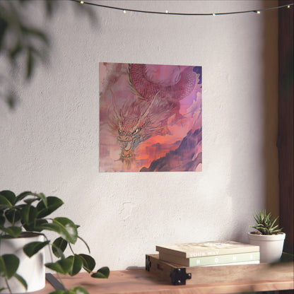 Mythical Red Dragon Fine Art Print - Matte Vertical Poster - Year of The Dragon Art - Zen Home Décor
