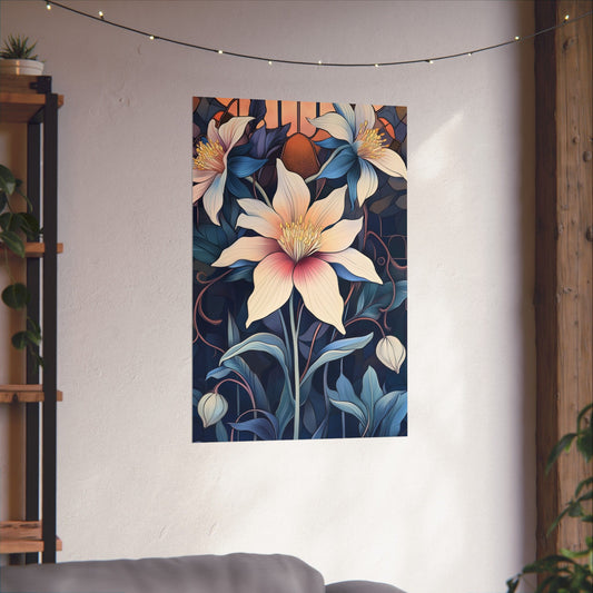 Sunlit Blossoms Fine Art Print - Floral Matte Vertical Posters - Elegant Home Décor