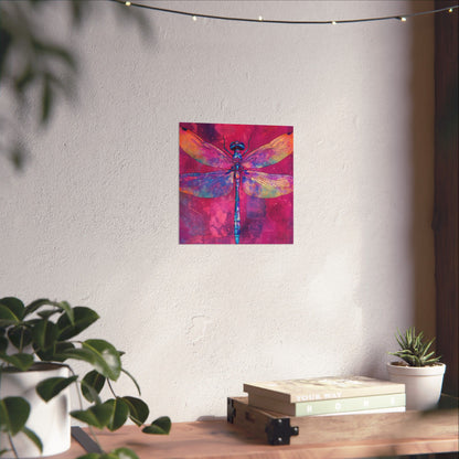 Magenta Dragonfly Watercolor Art Print - Matte Vertical Posters