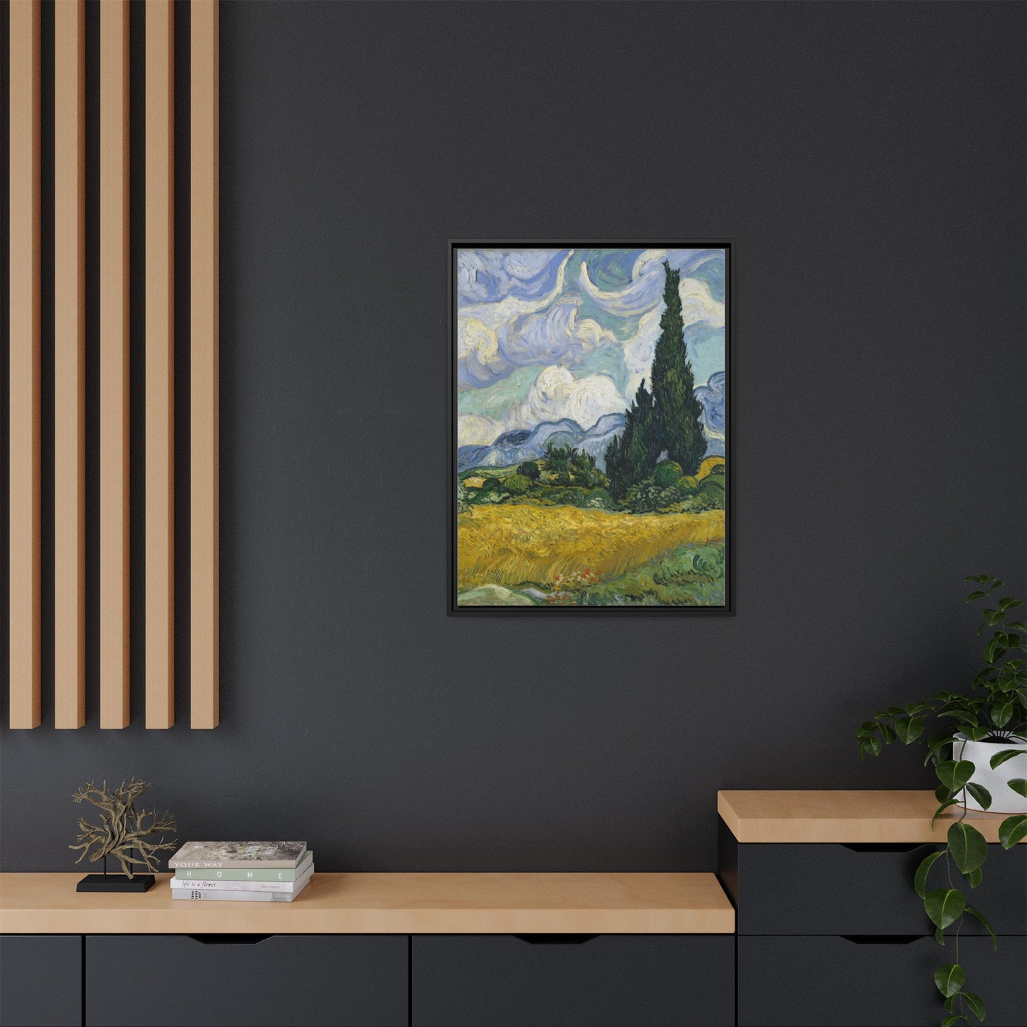 Van Gogh - Wheat Field with Cypresses - Museum Collection - Framed Canvas Print