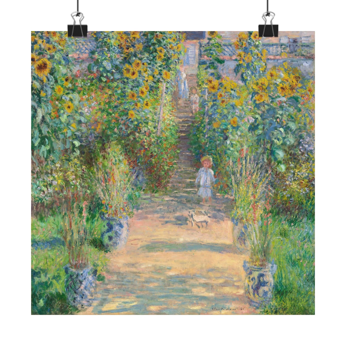 Monet - Garden at Vétheuil Sunflower Fine Art Print