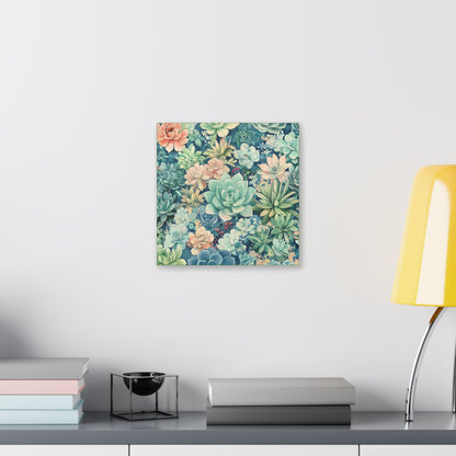 Succulents in Pastel - Secret Garden Collection - Fine Art Print on Canvas