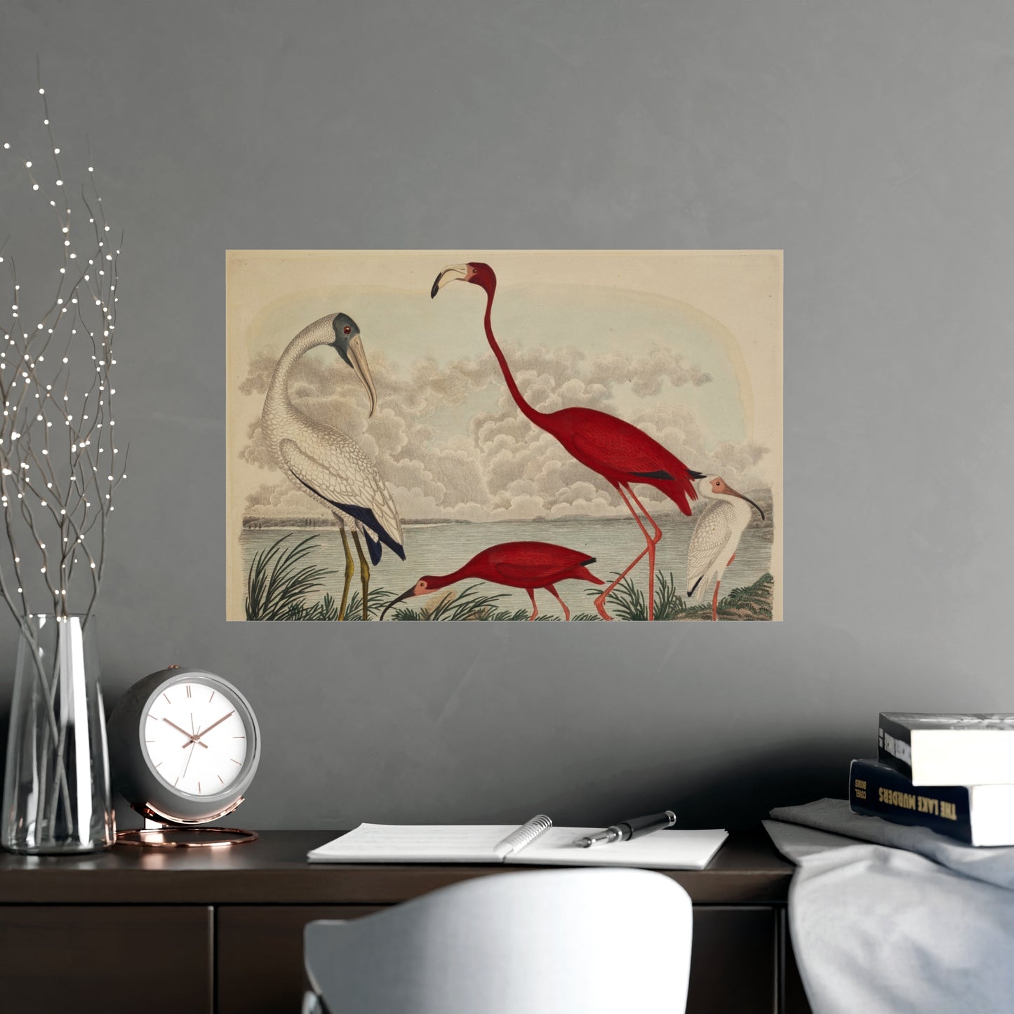 Scarlet Ibis and Flamingo - Vintage Bird Fine Art Poster