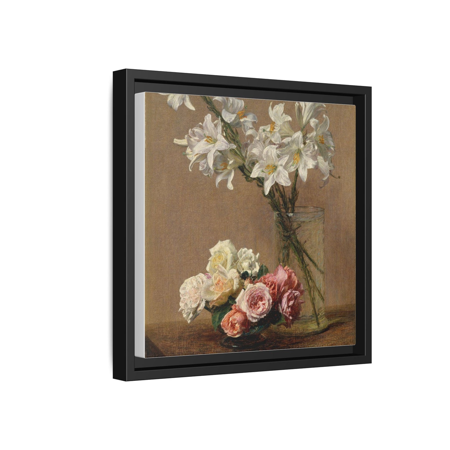 Henri Fantin-Latour : Roses and Lilies (1888) - Giclee Fine Art Print - Museum Collection Framed Canvas Print