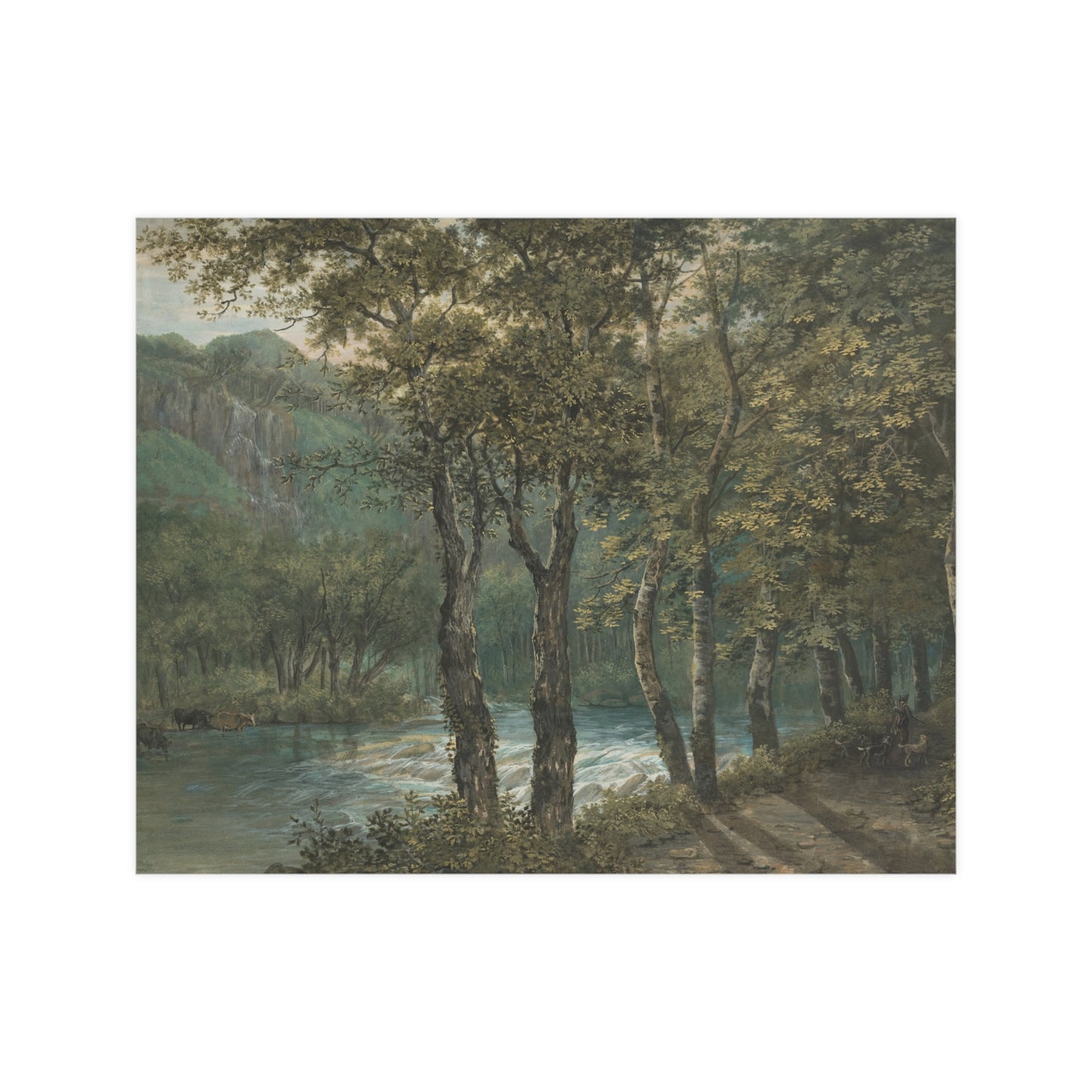 Sunlight Through Trees River Sihl - Forest Landscape Fine Art Poster