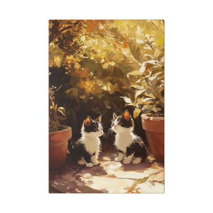 Kittens Conspire  - Garden Friends Series - Fine Art Print on Canvas