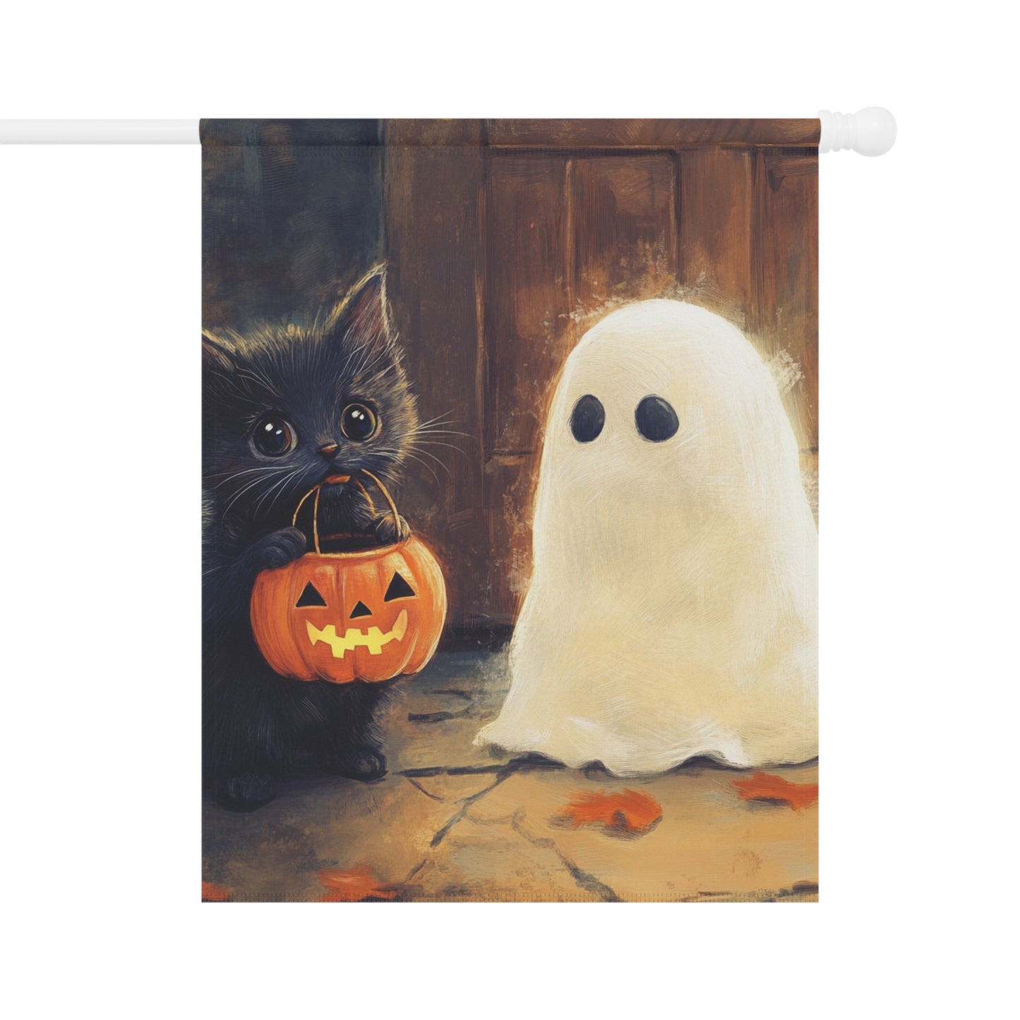 Trick or Treat Kitten & Friendly Ghost - Halloween Decoration - Garden & House Banner
