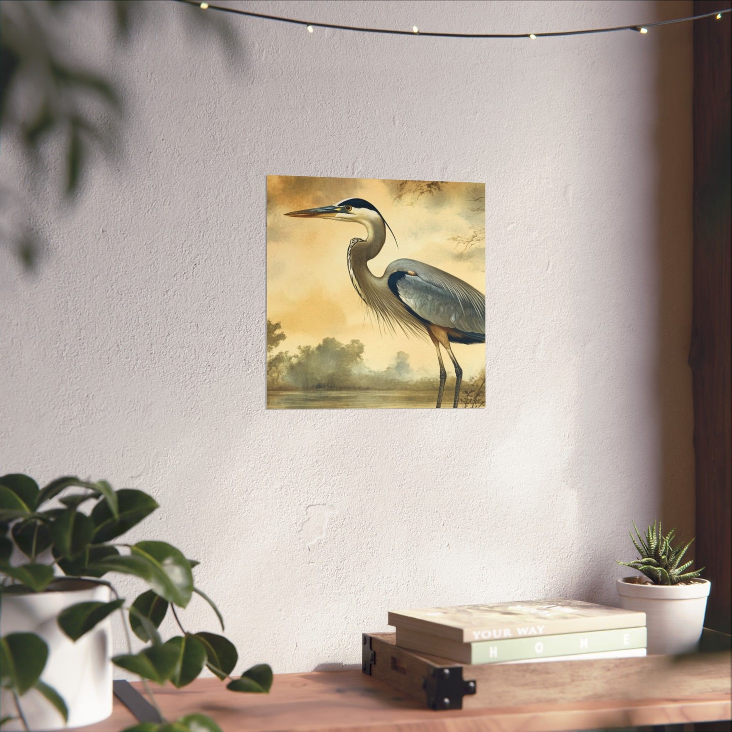 Elegant Blue Heron Coastal Fine Art Print