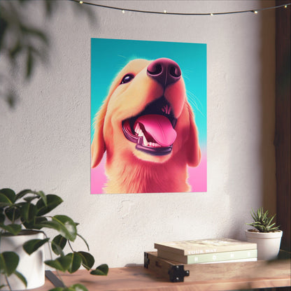 Good Boy - Golden Retriever - Whimsical Animals Series - Matte Vertical Poster - Perfect for Dog Lovers