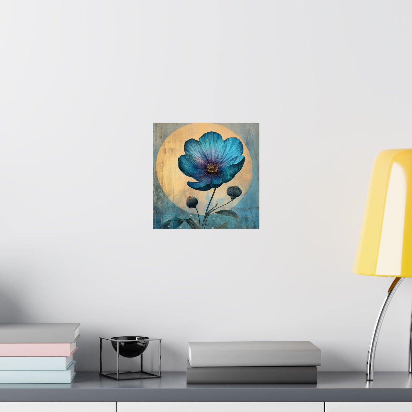 Blue Cosmos Moonlit Botanical Fine Art Print