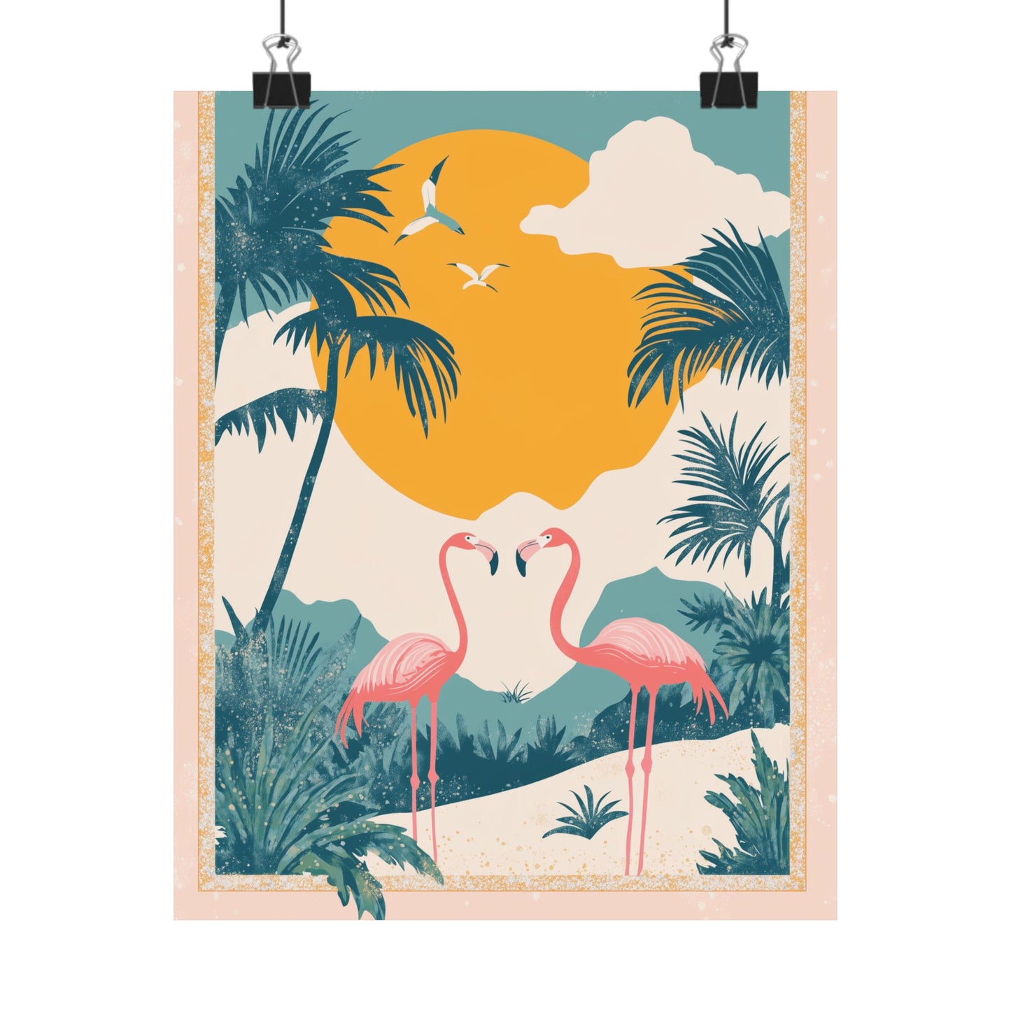 Welcome to Miami - Tropical Flamingo Poster - Boho Wall Art - Bohemian Art Prints - Home Décor